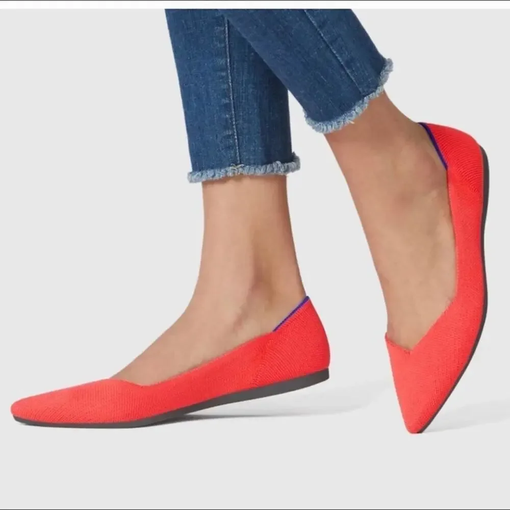 Rothys the point flame red size 9.5 woman’s flat sh…